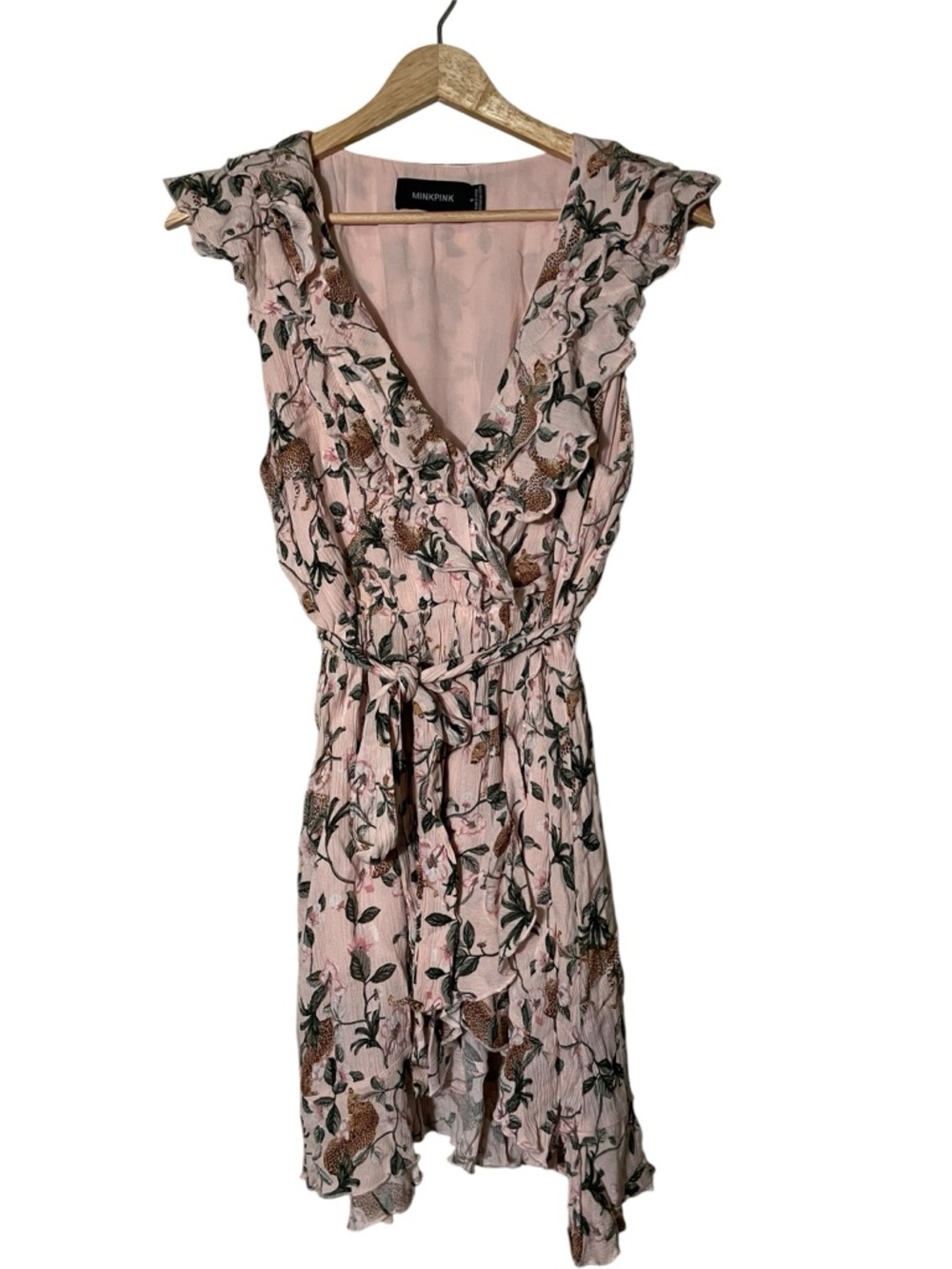 MINKPINK Blush Pink Floral Ruffle Mini Dress